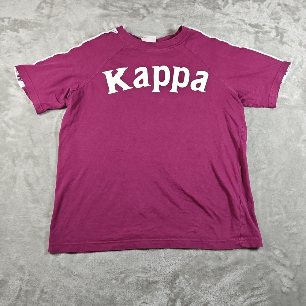 Kappa Shirt Mens Small Red Tape Logo Sportswear Jersey Italy Spell Out Soccer